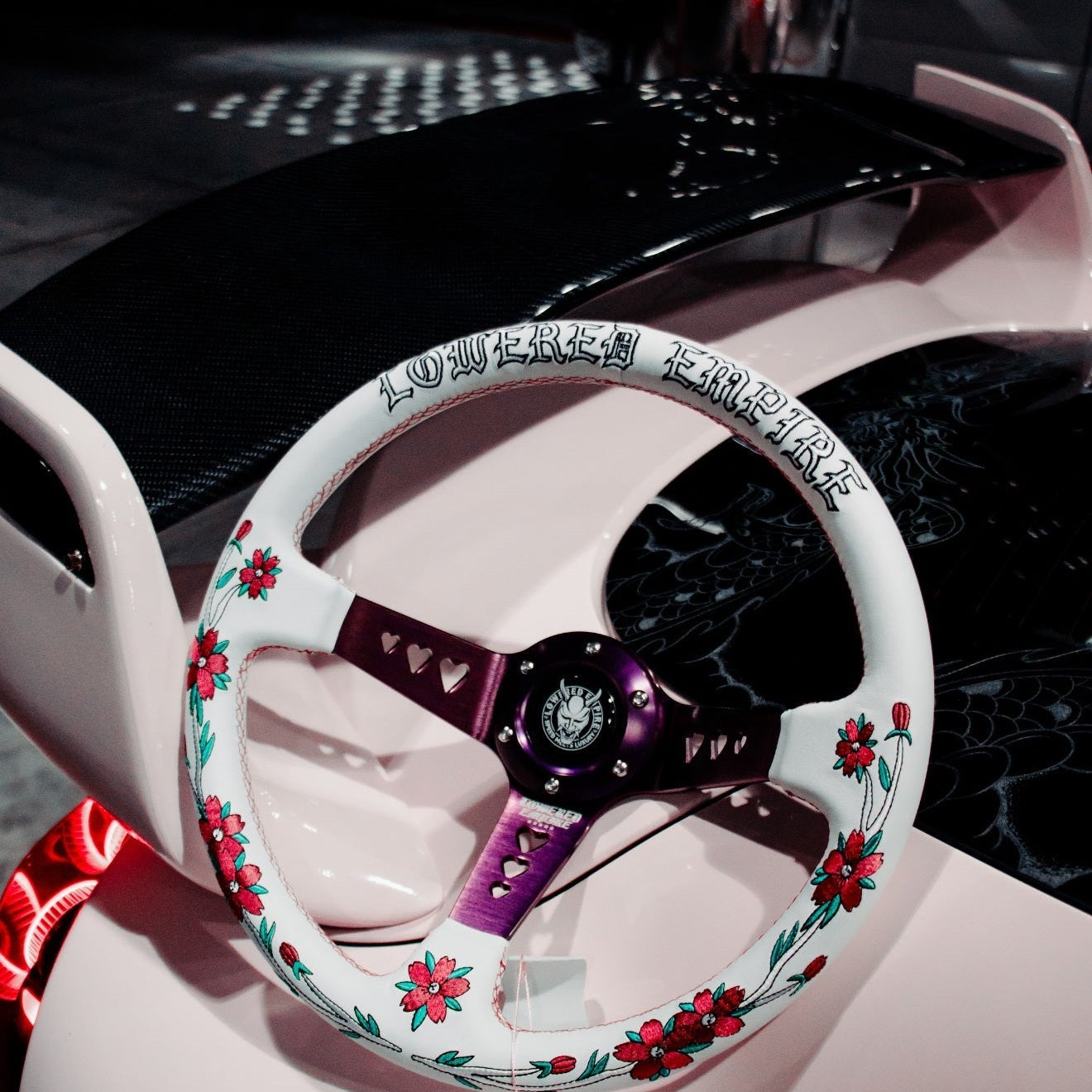 White/Purple Sakuras In The Sky SK-4 Steering Wheel 350mm- Lowered