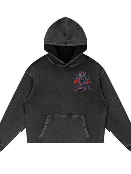 Valentines Fast Lane Vibes: Acid Wash Graphic Hoodie