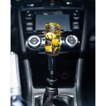 Yellow Clear Roses Shift Knob 6’’ | Universal Manual Car Shifter