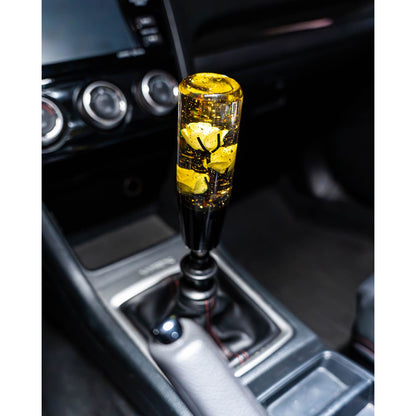 Yellow Clear Roses Shift Knob 6’’ | Universal Manual Car Shifter