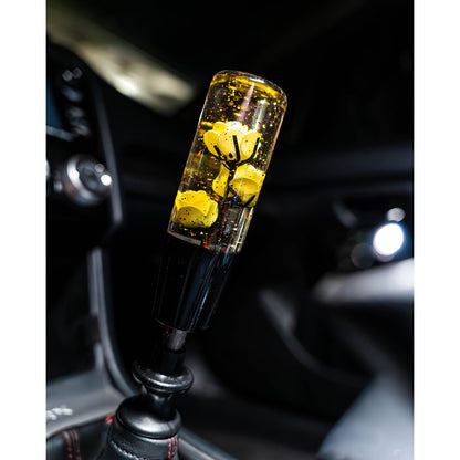 Yellow Clear Roses Shift Knob 6’’ | Universal Manual Car Shifter