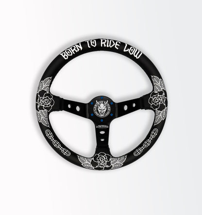 White Killer Roses KR-2 Steering Wheel 350mm