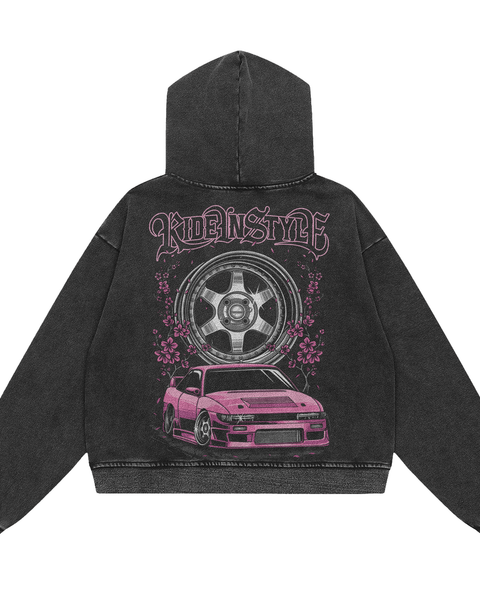 Ride In Style Acid Wash Premium Hoodie
