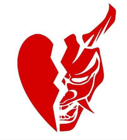 5" Broken Heart Oni Mask Decal Pack of 2 - Loweredempire